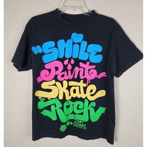 Vintage STUSSY T Shirt Smile Paint Skate Rock Men's Size Medium
